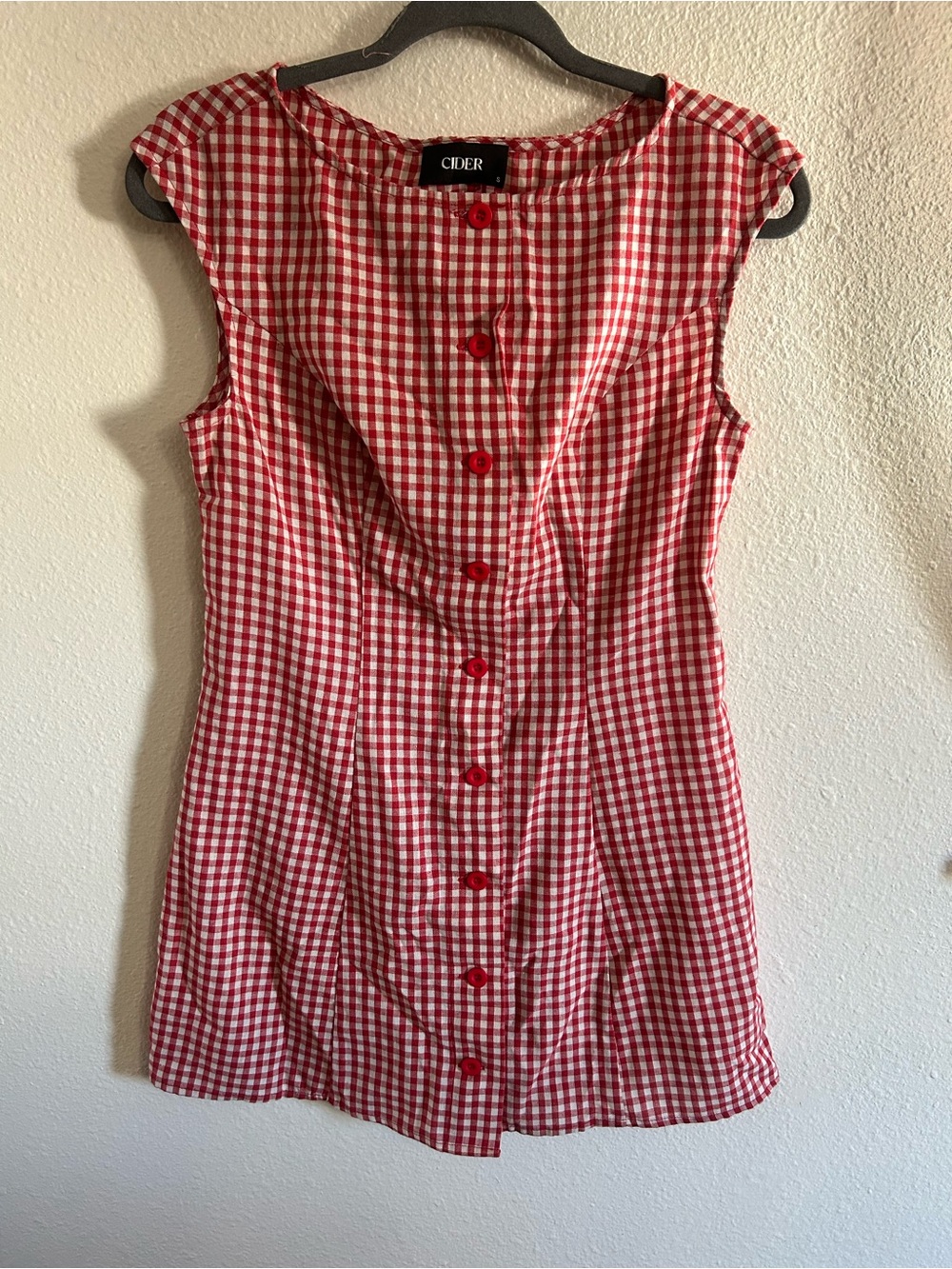 Cider Red Gingham Mini Dress Womens Size S